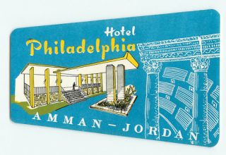 Amman Jordan Hotel Philadelphia Vintage Luggage Label