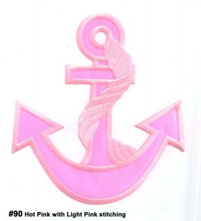1pc 8 Hot Pink Big Anchor Iron on Embroidery Applique Patch