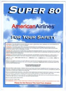 american airlines super 80 safety card 1998