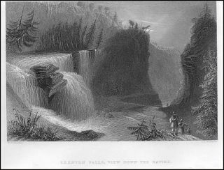 This is a genuine antique steel engraving titledTrenton Falls, View 