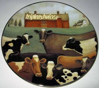 Lowell Herrero American Folk Art THE GATHERING Cows Country Farm Plate 