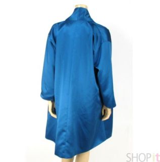 Vtg 1980s Andrea Jovine Blue Evening Coat Wrap Jacket 2