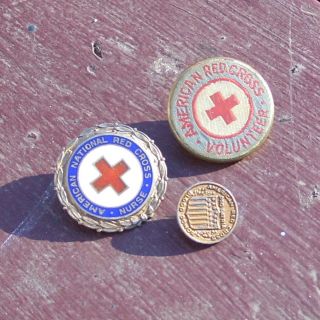 US WWII American Red Cross pins for nurse, volunteer and blood donor
