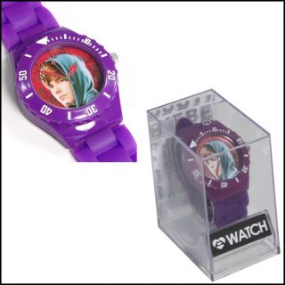 ANALOGUE WRIST WATCH OFFICIAL JUSTIN BIEBER PURPLE SPORT STRAP WITH 