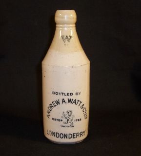 VINTAGE ANDREW A WATTS WHISKEY BOTTLE LONDONDERRY GOVANCROFT POTTERY 