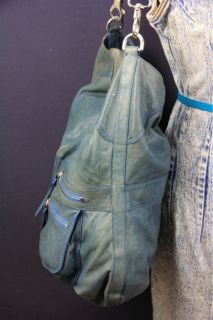 Extra Large Faded Blue Gray Andrew Marc Shoulder Bag Purse Used Bolsa 