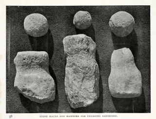 1906 Print Stone Mauls Hammers Ancient Tools Crush Sandstone 