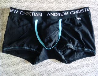 Andrew Christian Mens Black Boxer Sport Underwear Large 32 34
