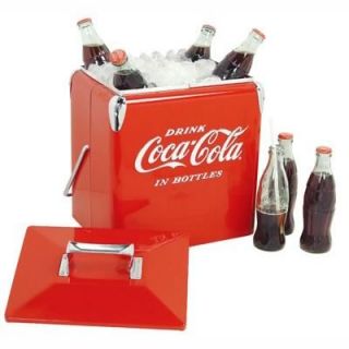 Vintage Metal Cooler Red Chrome Accents Bottle Opener Coca Cola Logo 