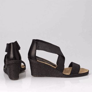 Andre Assous Womens sandals Peppy Mid Rafia Stretch in Black
