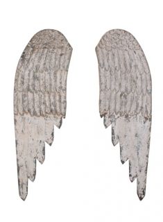 Wooden Antique Look Carved Angel Wings Church Cottage Shabby Chic Wood 