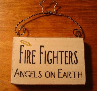 FIRE FIGHTERS   ANGELS ON EARTH Christmas Halo Fireman Ornament Magnet 