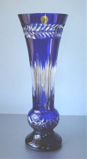 Waterford Fleurology Amy Cobalt Blue Cased Bouquet Vase 14 New