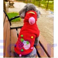 Red Strawberry Fleece Warm Coat Pet Dog Clothes Apparel Outfits 