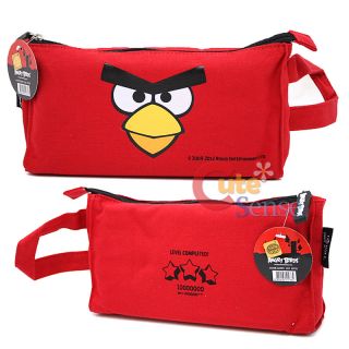 Rovio Angry Birds Pencil Case Pouch Bag Big Red Bird Face w/ Strap 