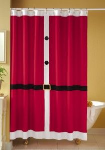 Cute Santa Suit Shower Curtain Christmas Bathroom Decoration New 