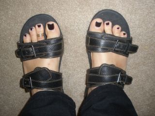 Dr Andrew Weil Mystic Black Leather Sandals 40 10 Orthaheel Worn Once 