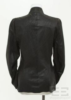 ANN DEMEULEMEESTER Black Leather Button Front Jacket Size 38