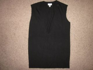 Ann Taylor Loft Black Scoop Neck Black Sweater Vest Wool Cashmere L 