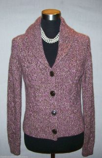 Ann Taylor Loft Woven Knit Button Front Sweater Cardigan Jacket Sz M 