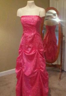 Morgan and Co Long pink strapless Formal Prom Dress corset back
