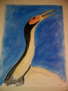 Mass Outsider Art Folk Crane Heron Bird Love Hope Rural