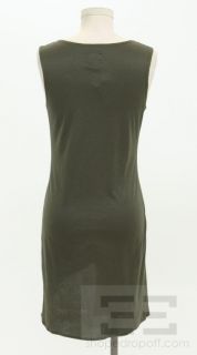 Anna Sui Seamed Olive Green Jersey Knit Sleeveless Dress Size 2