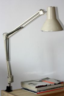    INDUSTRIAL FIXED DESK LAMP anglepoise HOME OFFICE METAL Beige SHABBY
