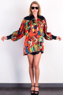 vintage 1980s 1970s tunic avant garde abstract artistic print made in 