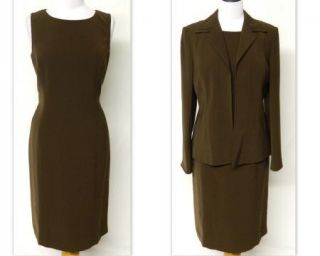 Anne Klein Size 8 M Brown Dress Jacket Blazer Suit Gaberdine Lined 