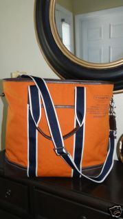 298 Coach Heritage Web Canvas Burnt Orange Large Shoulder Bag Tote 