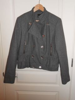 Express Womens Gray wool blend Peacoat Jacket size Large EUC