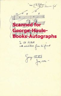 George Antheil Music Bars Autographed Humphrey Bogart Walter Cronkite 
