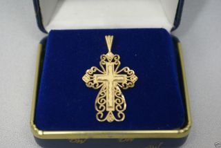 Michael Anthony 14k Yellow Gold Jewelry Cross Pendant Brushed 