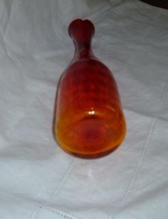 Vintage Blenko Art Glass Hand Blown Tangerine Textured Bud Vase Design 