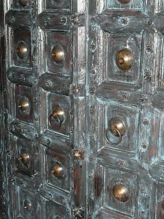 Antique Blue Doors Armoire Cabinet India Furniture Brass Stars Hand 