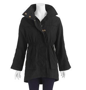 Womens Winter Cold Weather Anorak Jacket Coat w Hideable Hood Black 