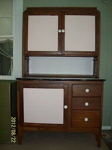 Vintage antique wooden kitchen cabinet hoosier style enamel top