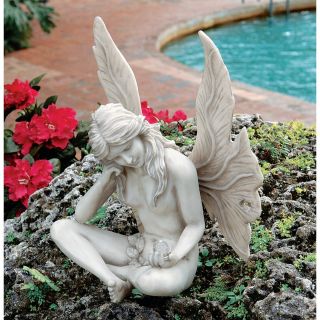 Pensive Pose Fairy Holding Gazing ORB Sitting Butterfly Winged Fantasy 