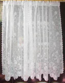 Vintage Victorian Chic French Door Country Net Floral Lace Drapes 