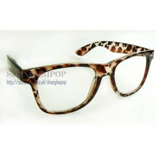 Stud Leopard Glasses Frame No Lens Wayfarer Party Costume Animal 