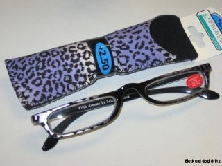 Purple Animal Print Reading Eyeglasses Case 2 50 New