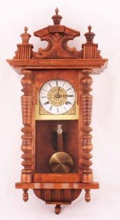   MADE KEY WIND MECHANICAL LARGE WOODEN WALL CLOCK   VINTAGE? HAND MADE
