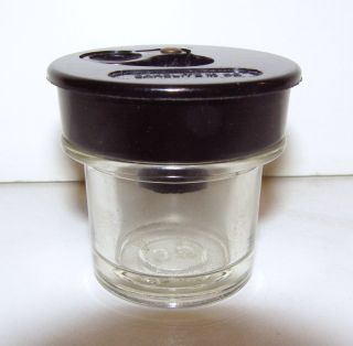 Old School Desk Glass Inkwell No. 60 w Bakelite Cover 1930s Excellent 