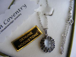 Sarah Coventry Antique Moonstone Pendant Necklace Blue Cov
