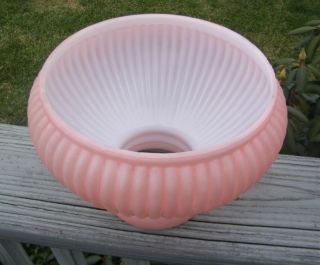 Antique Vintage Old Pink Student Colonial Oil Lamp Ribbed Glass 7 