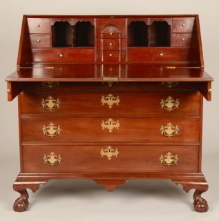   England Chippendale Period Ball and Claw Slant Lid Desk Antique