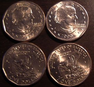 UNCIRCULATED 1999 SBA SUSAN B. ANTHONY DOLLAR P & D FROM MINT BAG FREE 