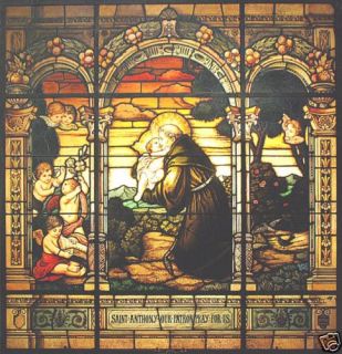 St Anthony w Child Jesus Stained Glass Church Window