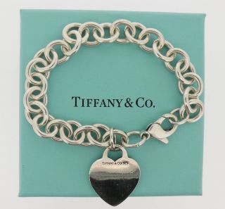 Authentic Sterling Silver Tiffany Co Heart Charm Bracelet